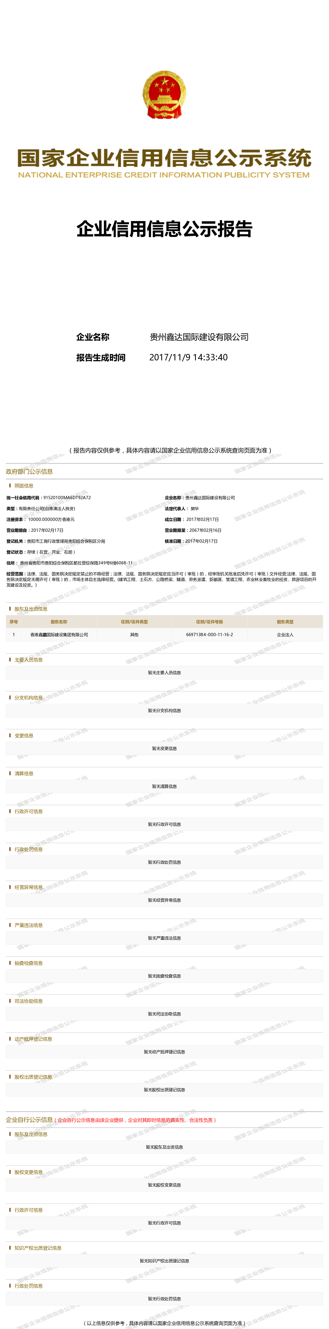 贵州鑫达国际建设有限公司_(图片) 企业信用信息报告